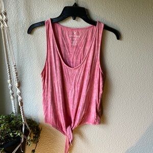 American Eagle Outfitters Pink Tie-Front Tank Top